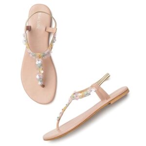 Marc Loire Women's Floral Embellished Pair of Fashion Flat Sandals (Copy)